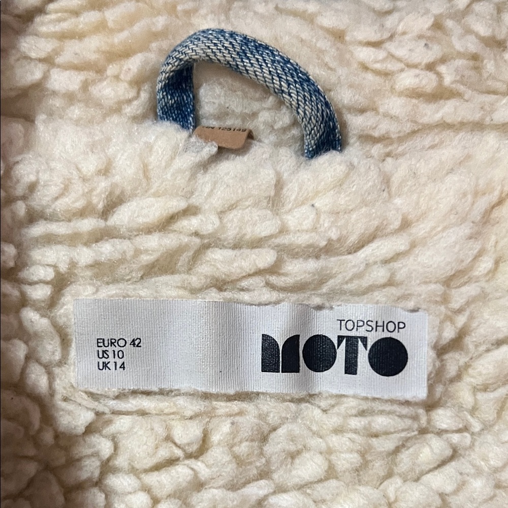 Topshop Cream Sherpa Lined Denim Jacket - Picture 2 of 12